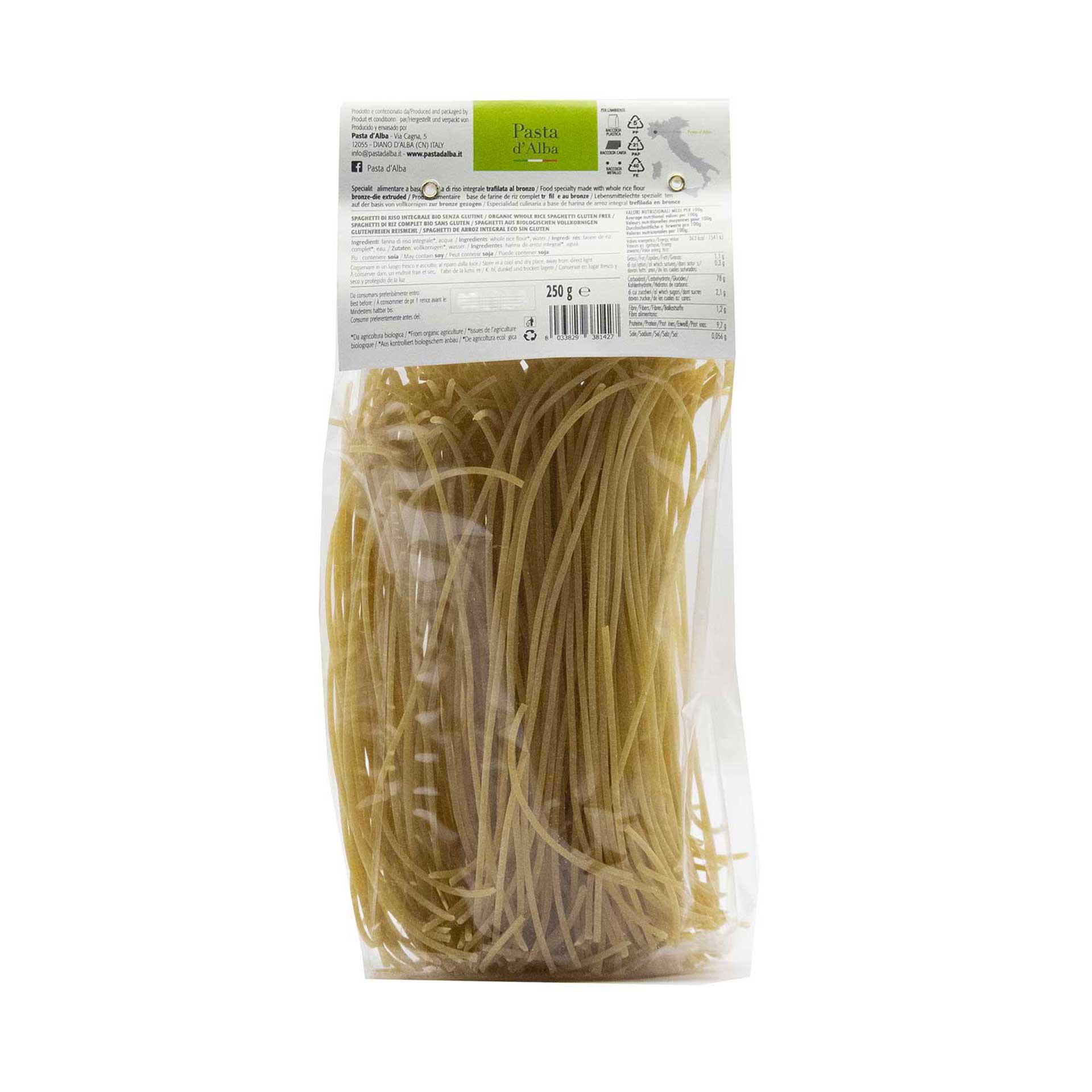 Spaghetti di Riso Integrale Bio Senza Glutine Pasta d'Alba 250gr