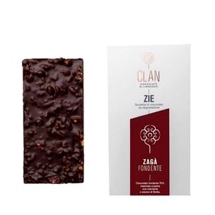 Cioccolato fondente 70% macinato a pietra con mandorle e arance di Sicilia Zagà 70Gr - fronte