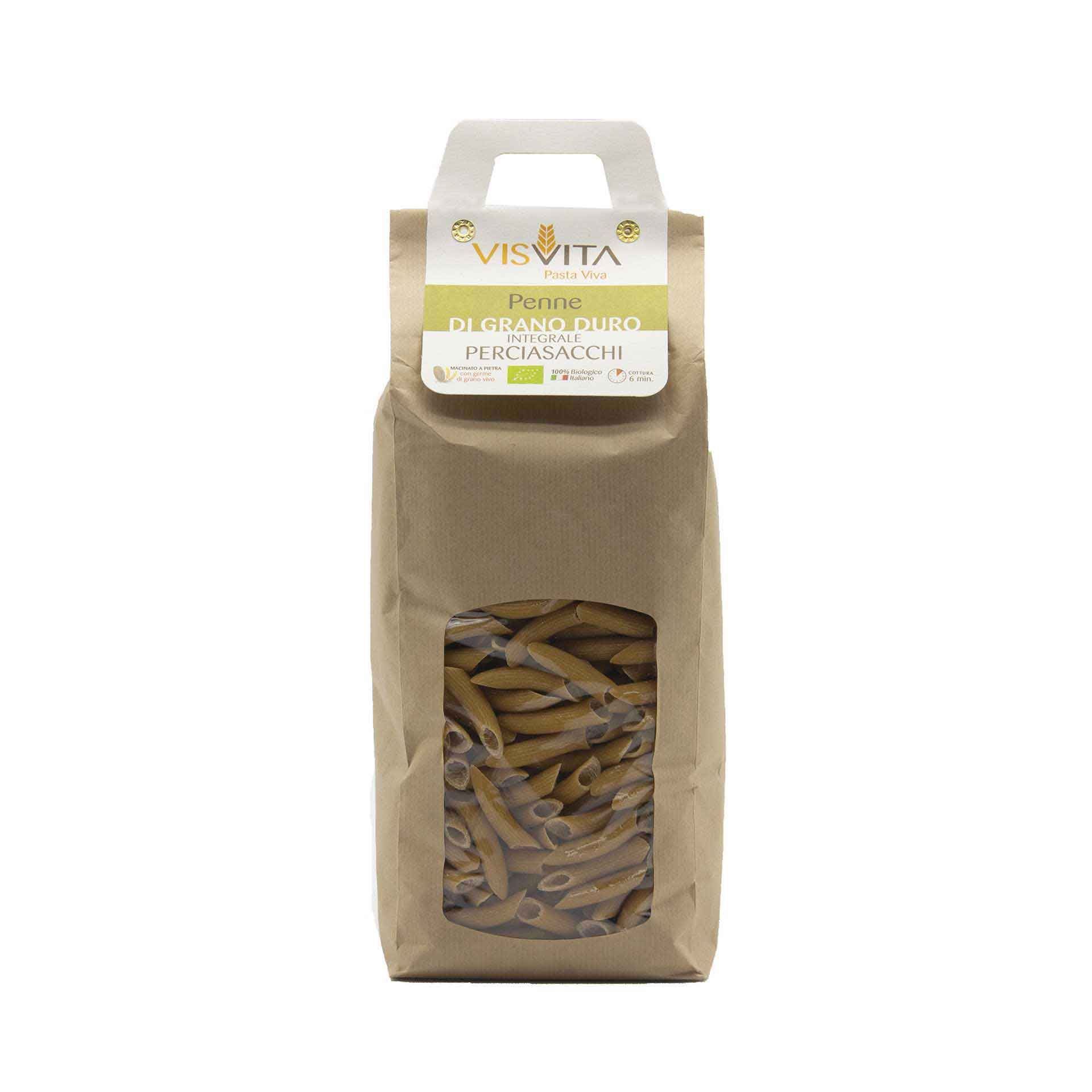 Penne Integrali Perciasacchi Bio Visvita 1kg - fronte