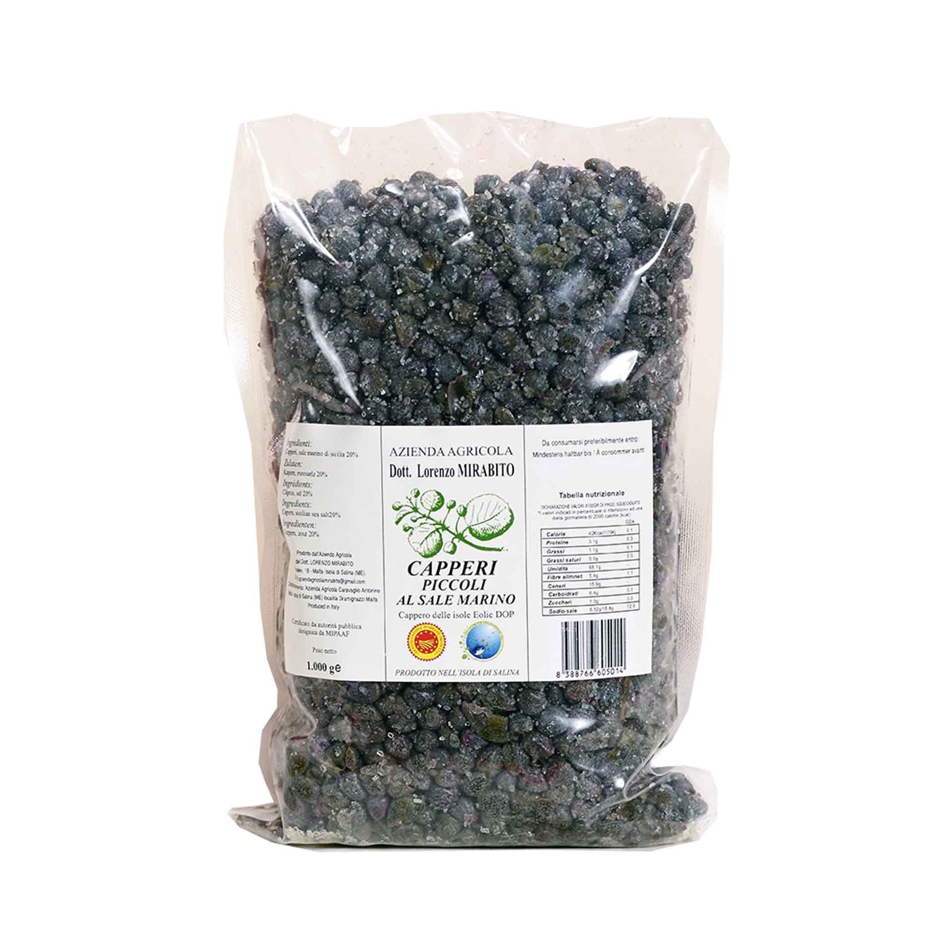 Capperi delle Isole Eolie D.O.P. Piccoli,1 kg - fronte