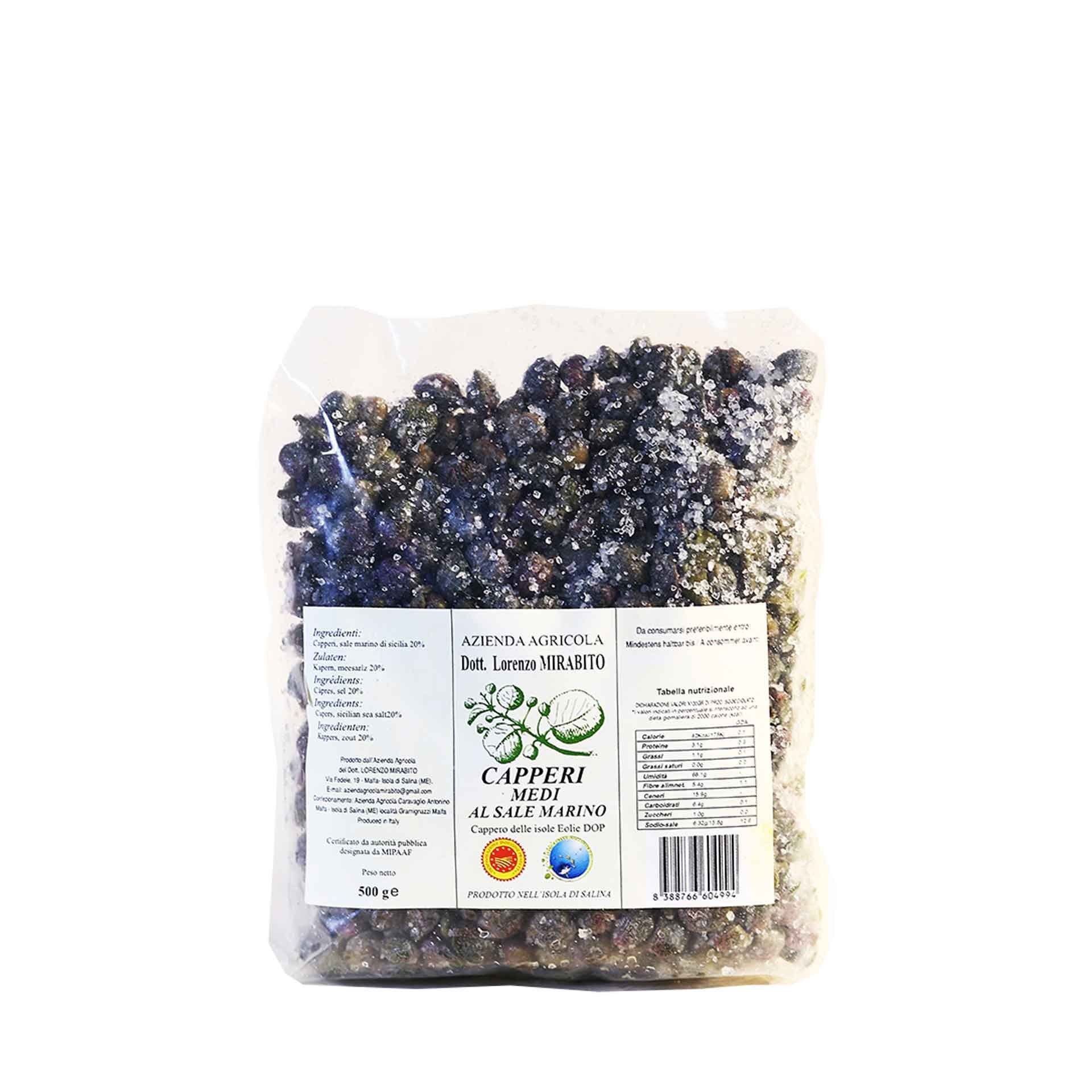Capperi delle Isole Eolie D.O.P. Medi, 500gr - fronte