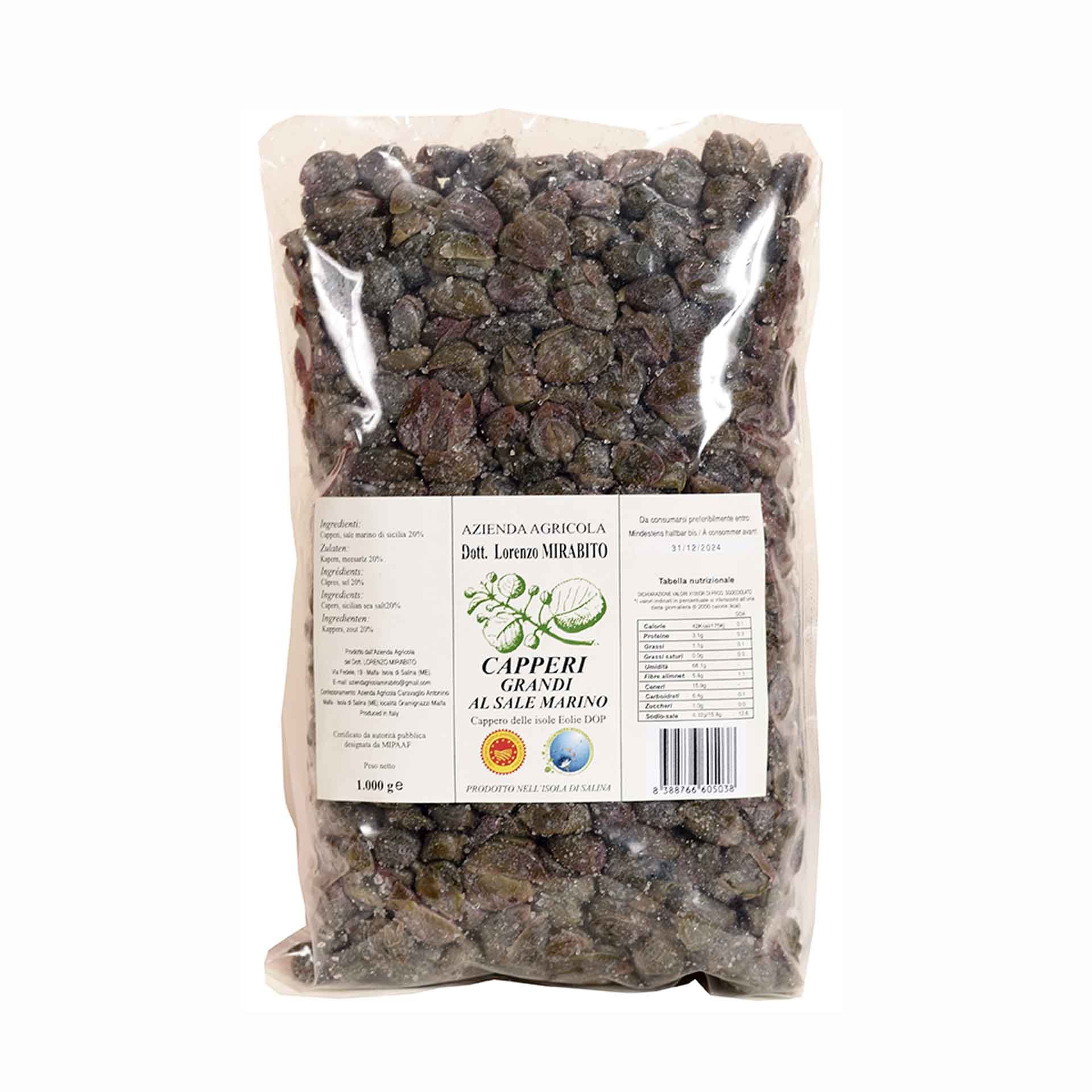 Capperi delle Isole Eolie D.O.P. Grandi, 1 Kg - fronte