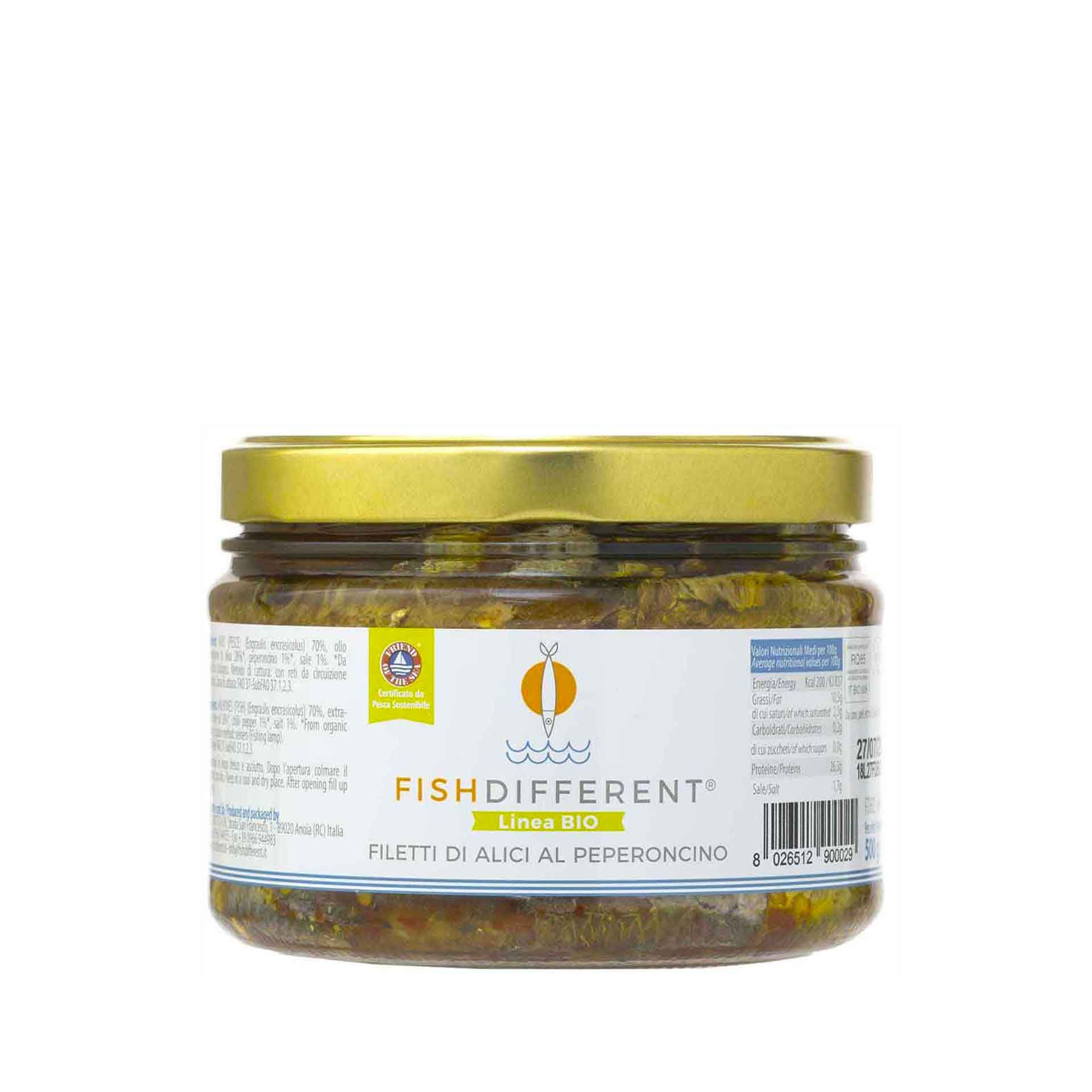 Filetto Rustico di Alici al Peperoncino Fish Different 500gr - fronte