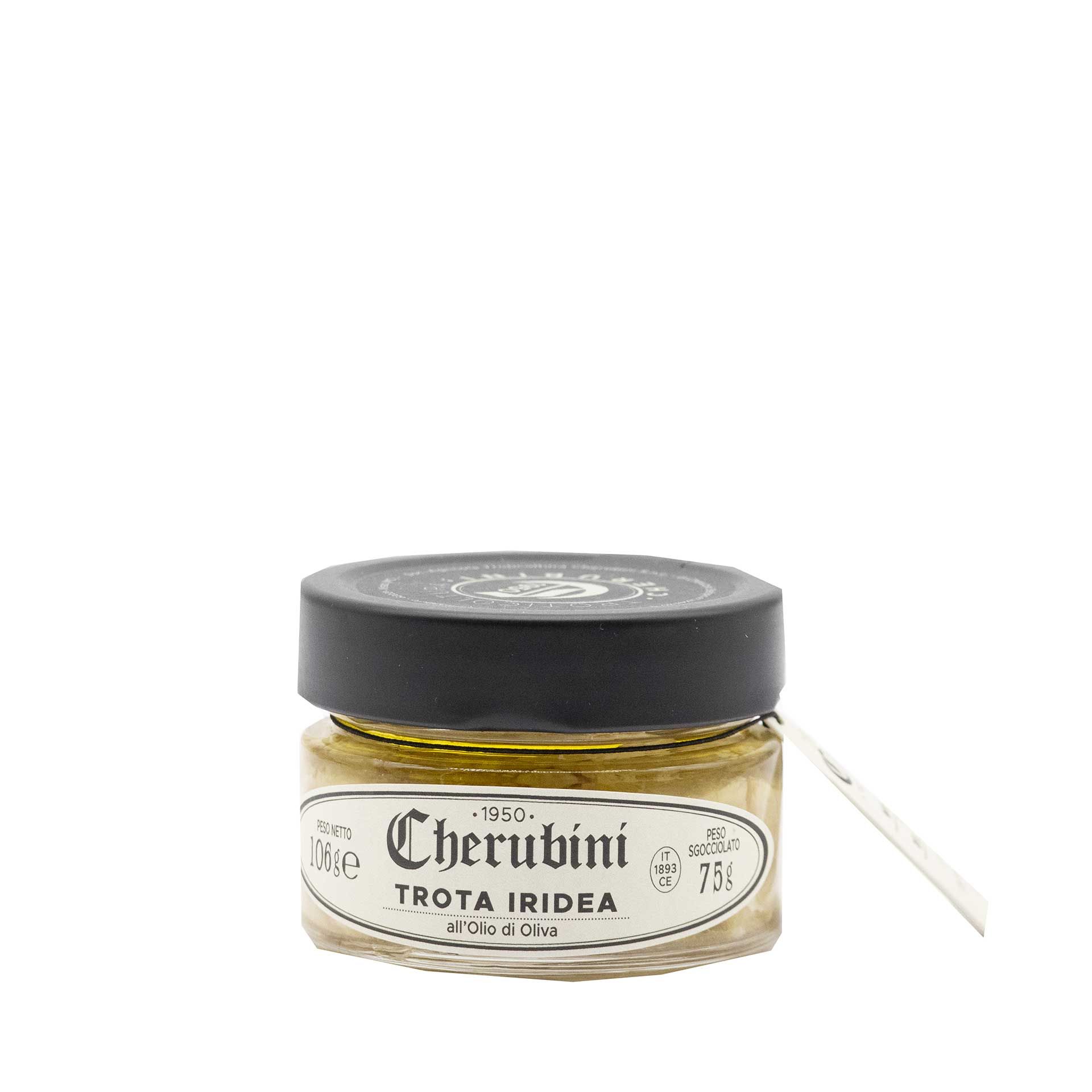 Trota Iridea all'Olio di Oliva Cherubini 106gr - fronte