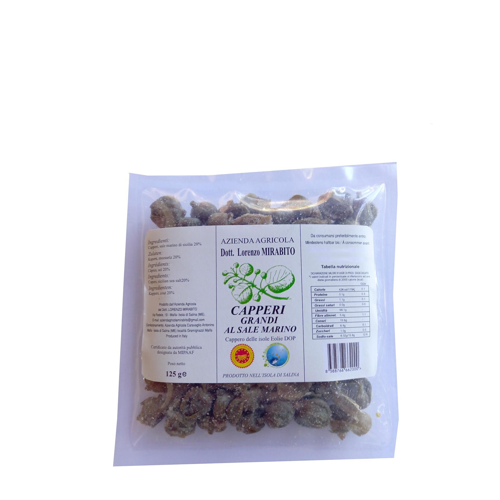 Capperi delle Isole Eolie D.O.P. Grandi, 125gr - fronte