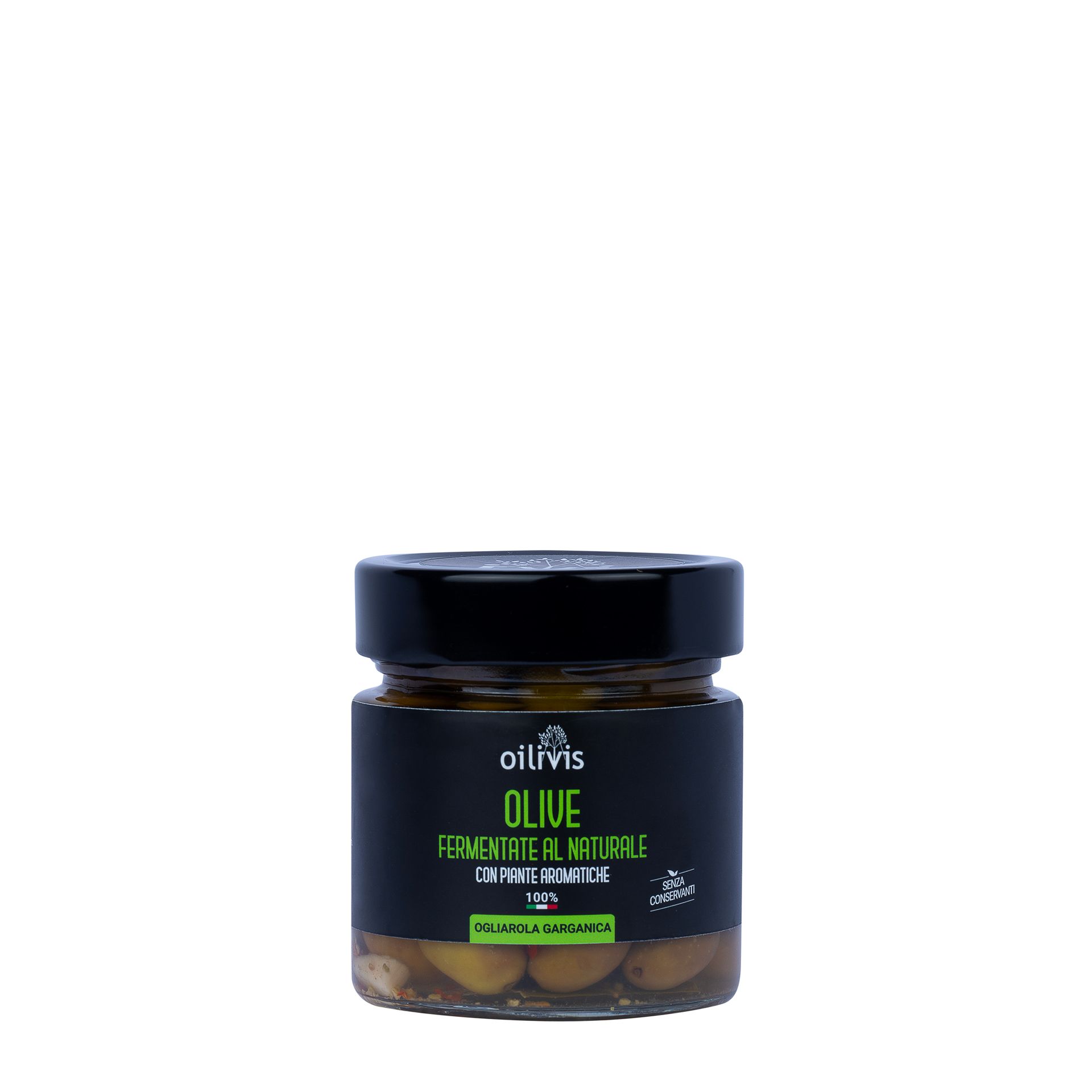 Olive Ogliarola Garganica Fermentate con Aromi 150gr - fronte