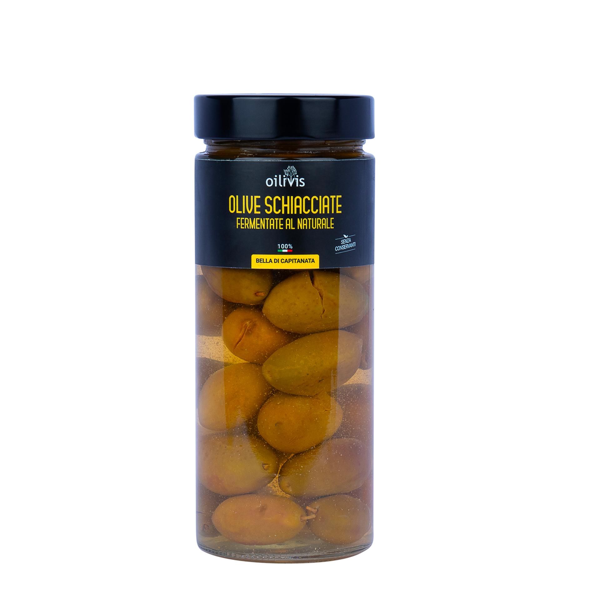 Olive Schiacciate Fermentate al Naturale 350gr - fronte