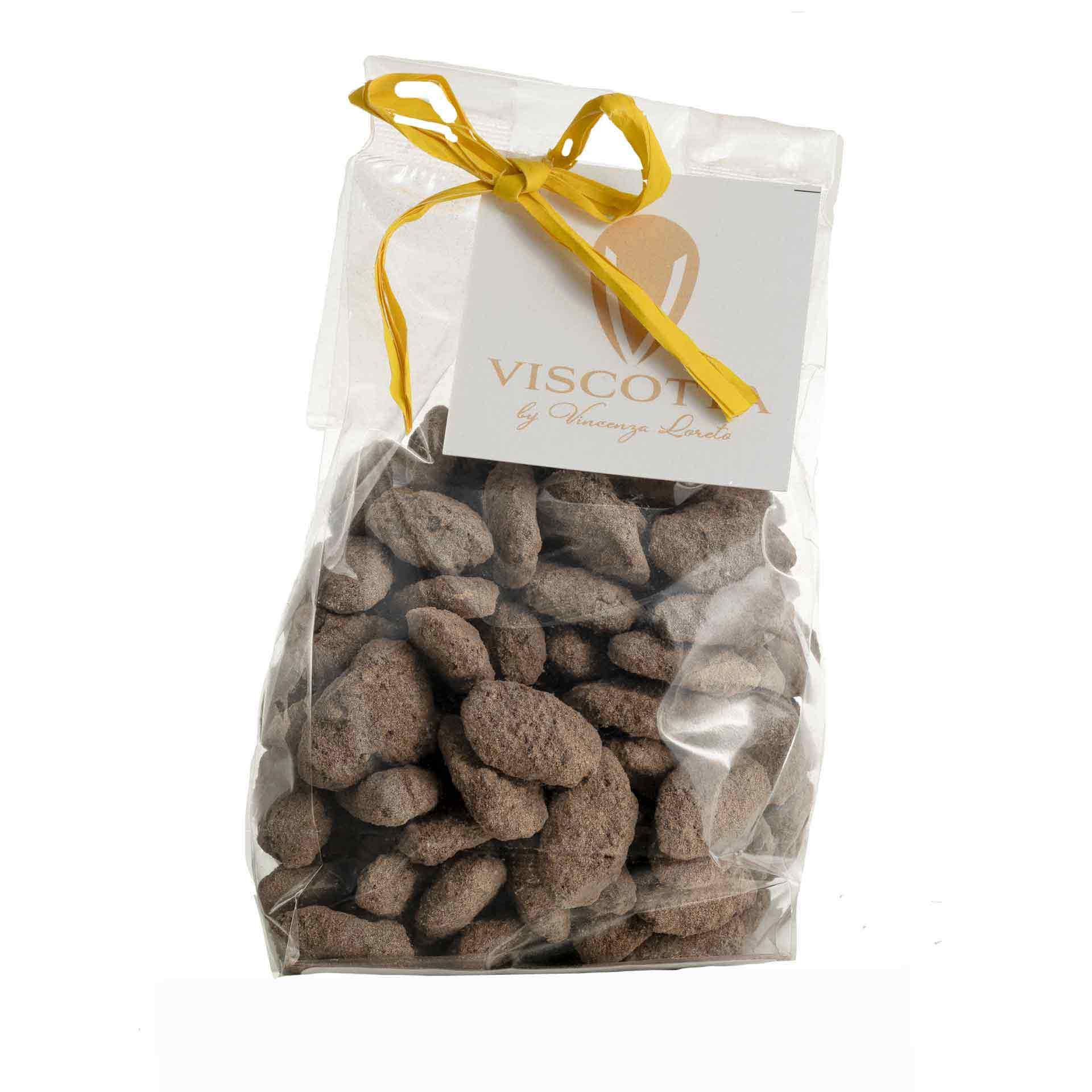 Mandorle Pizzuta D'Avola al Cioccolato 100gr Viscotta - fronte