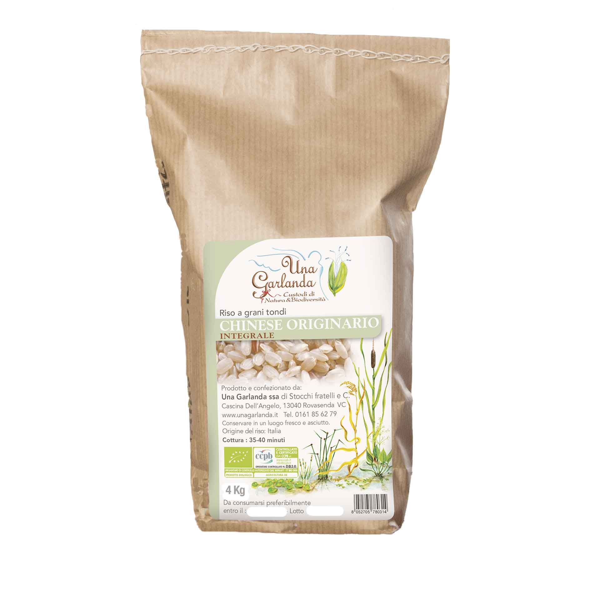 Riso Biologico Chinese Originario Integrale 4kg - fronte