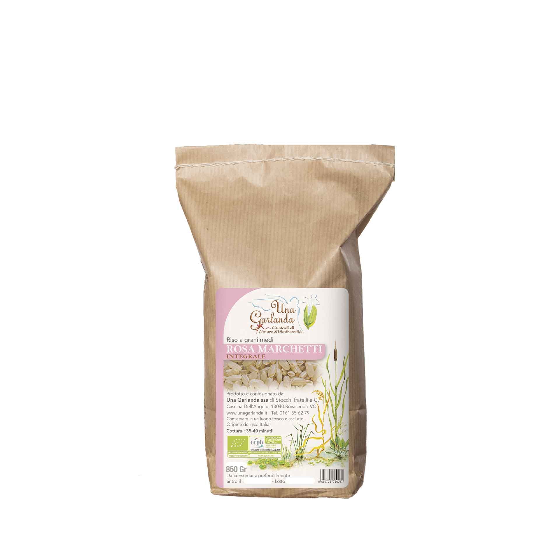 Riso Biologico Rosa Marchetti Integrale 850gr - fronte