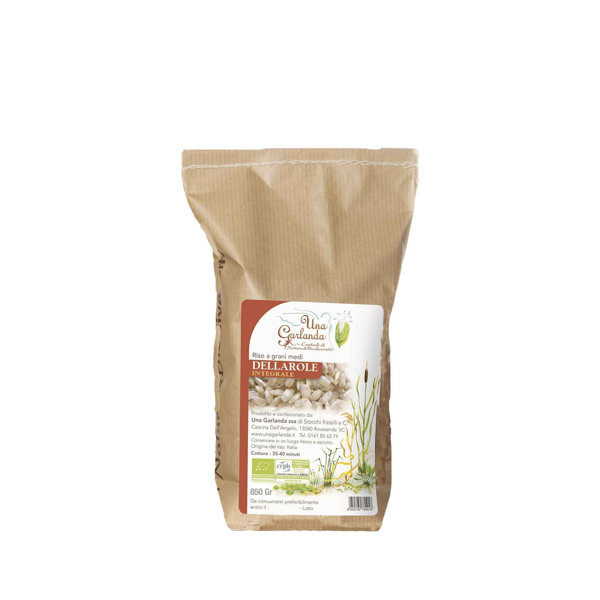 Riso Biologico Dellarole Integrale 850gr - fronte