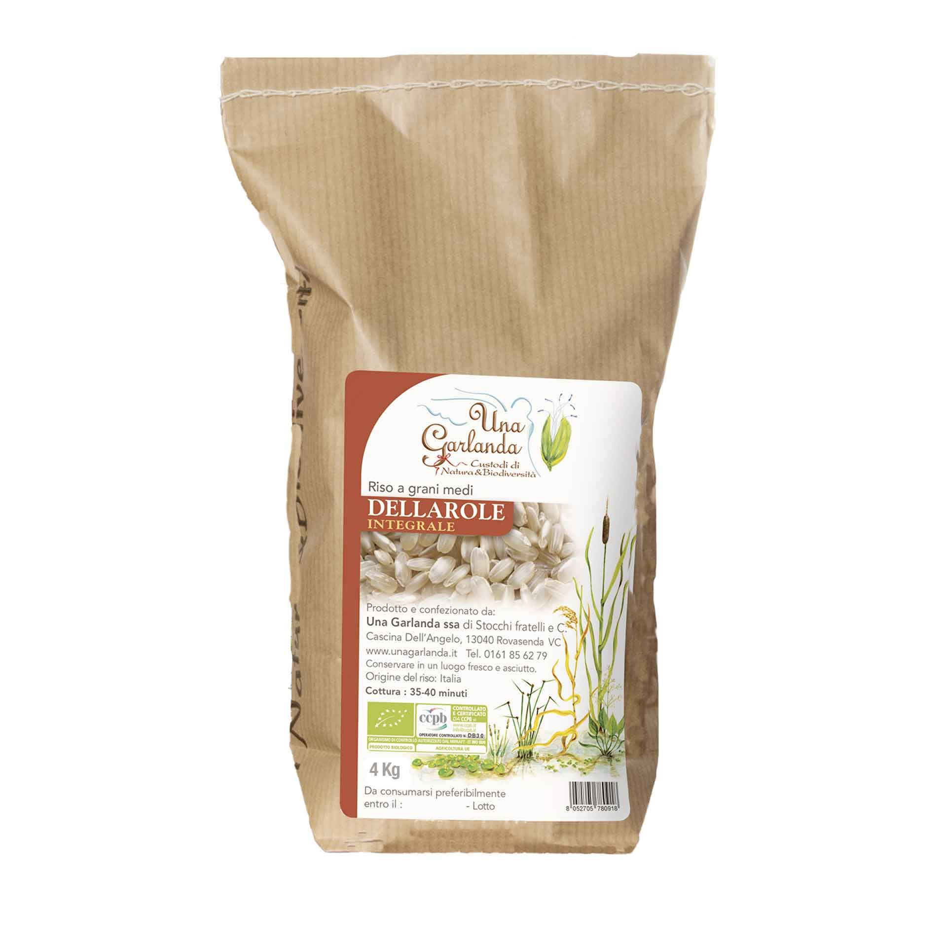 Riso Biologico Dellarole Integrale 4kg - fronte