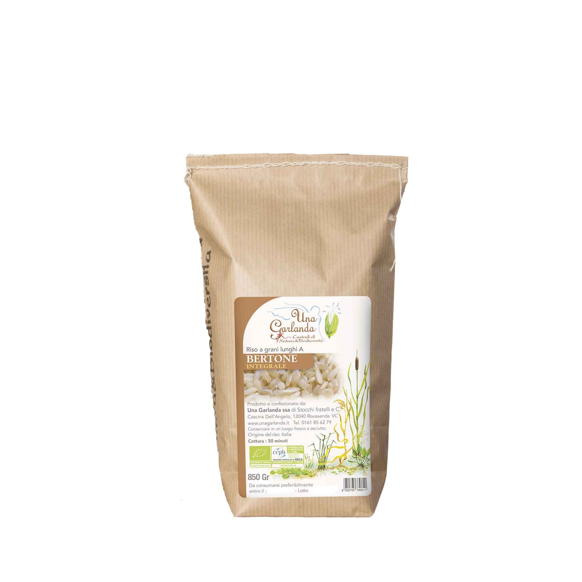 Riso Biologico Bertone Integrale 850gr - fronte