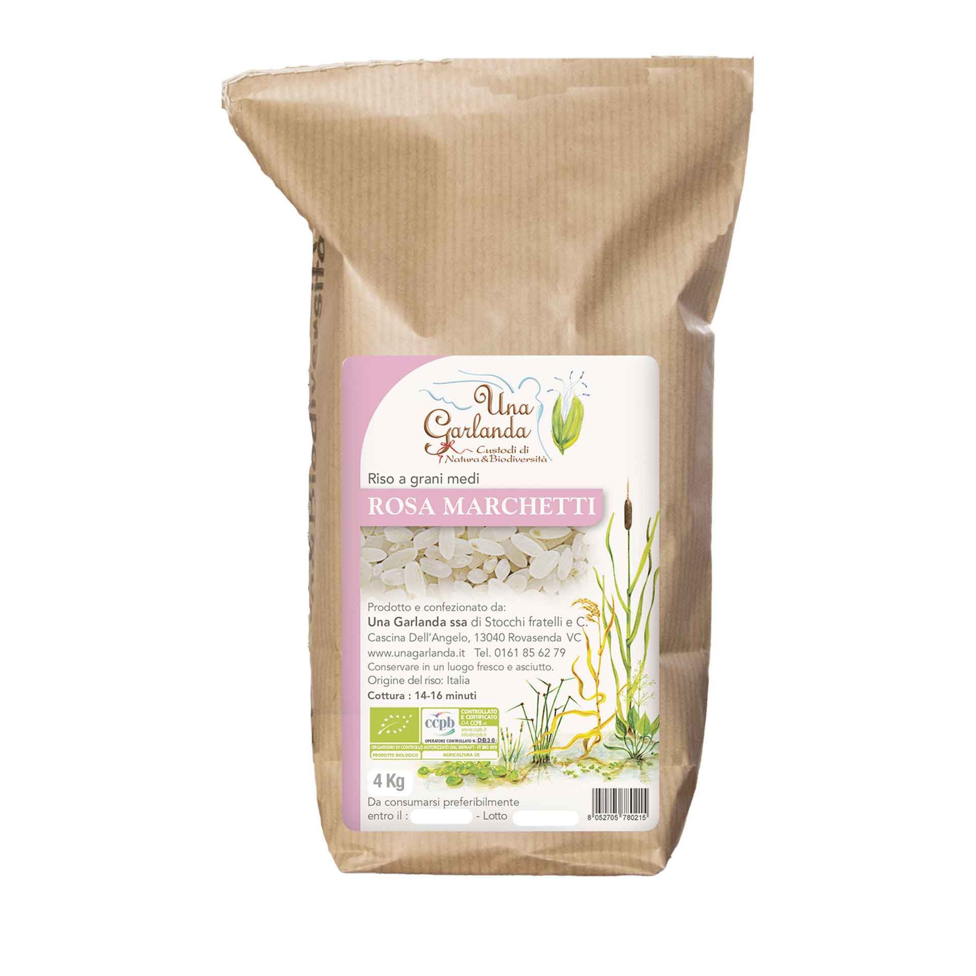 Riso Biologico Rosa Marchetti Bianco 4kg - fronte