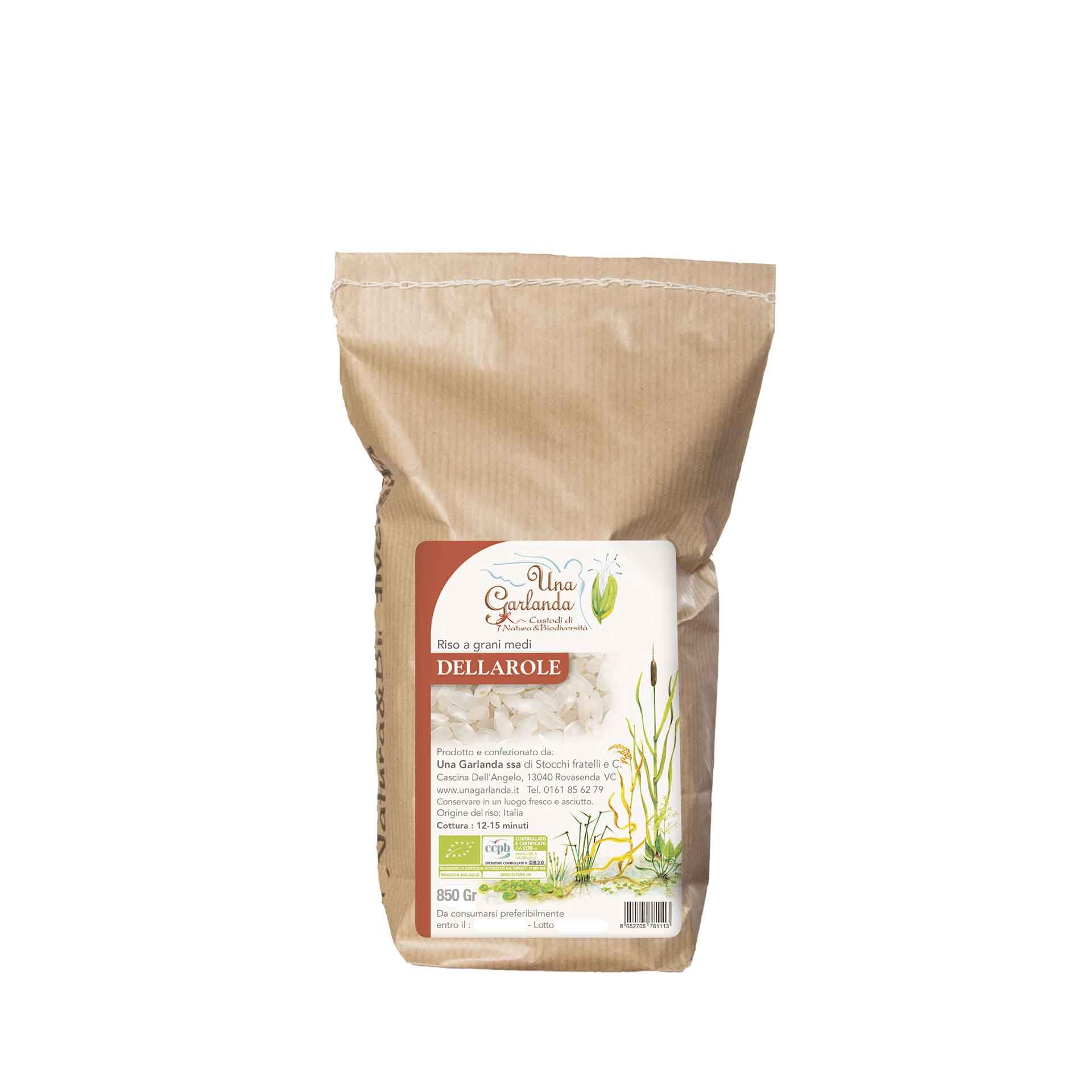 Riso Biologico Dellarole Bianco 850gr - fronte