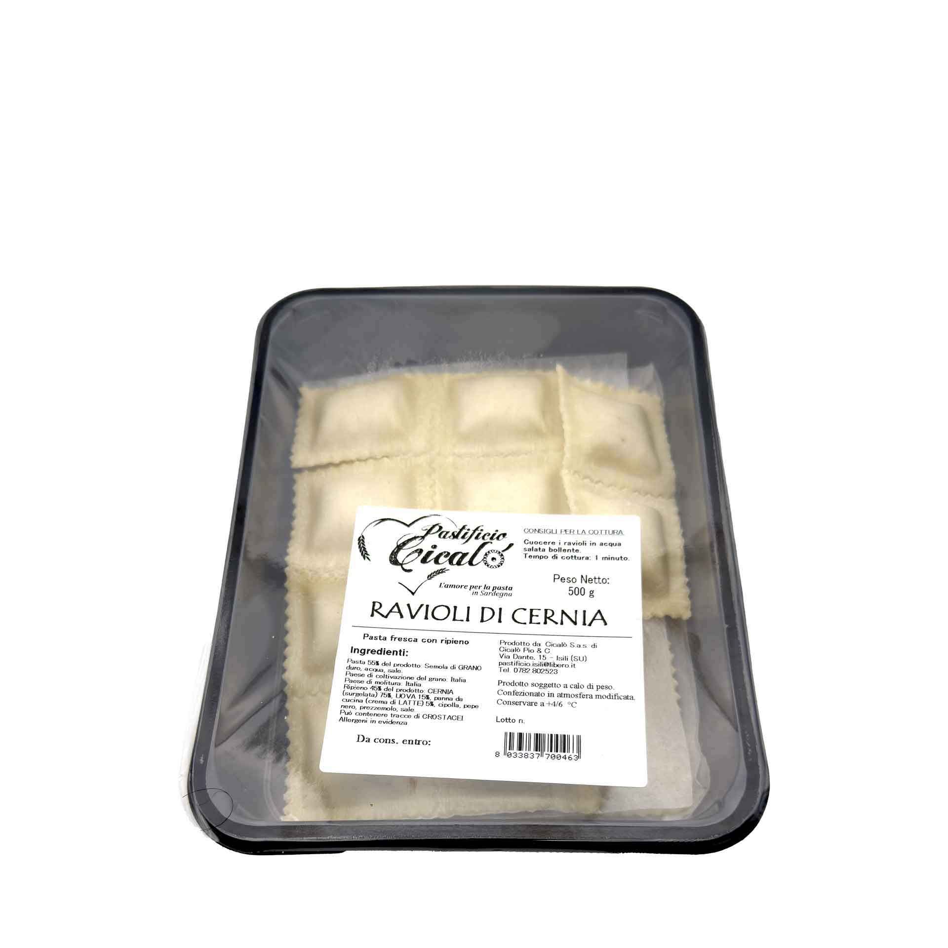 Ravioli di Cernia Medi 500Gr - fronte