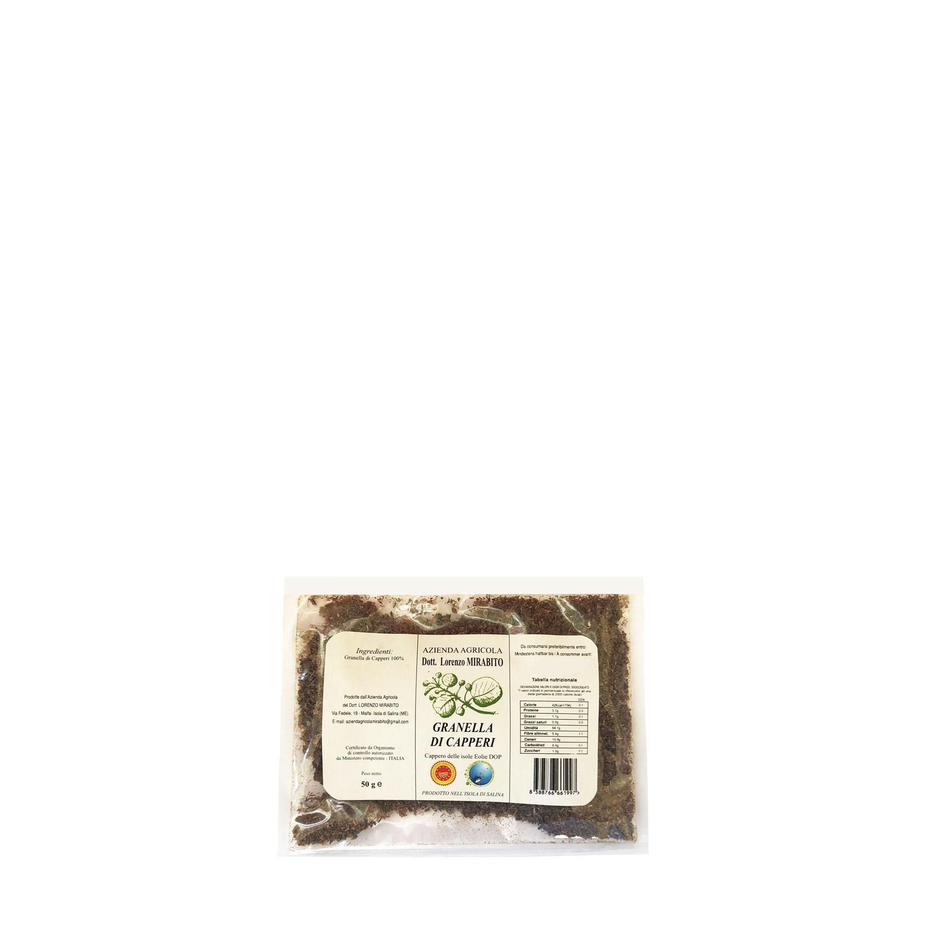 Granella di Capperi delle Isole Eolie D.O.P. 50gr - fronte