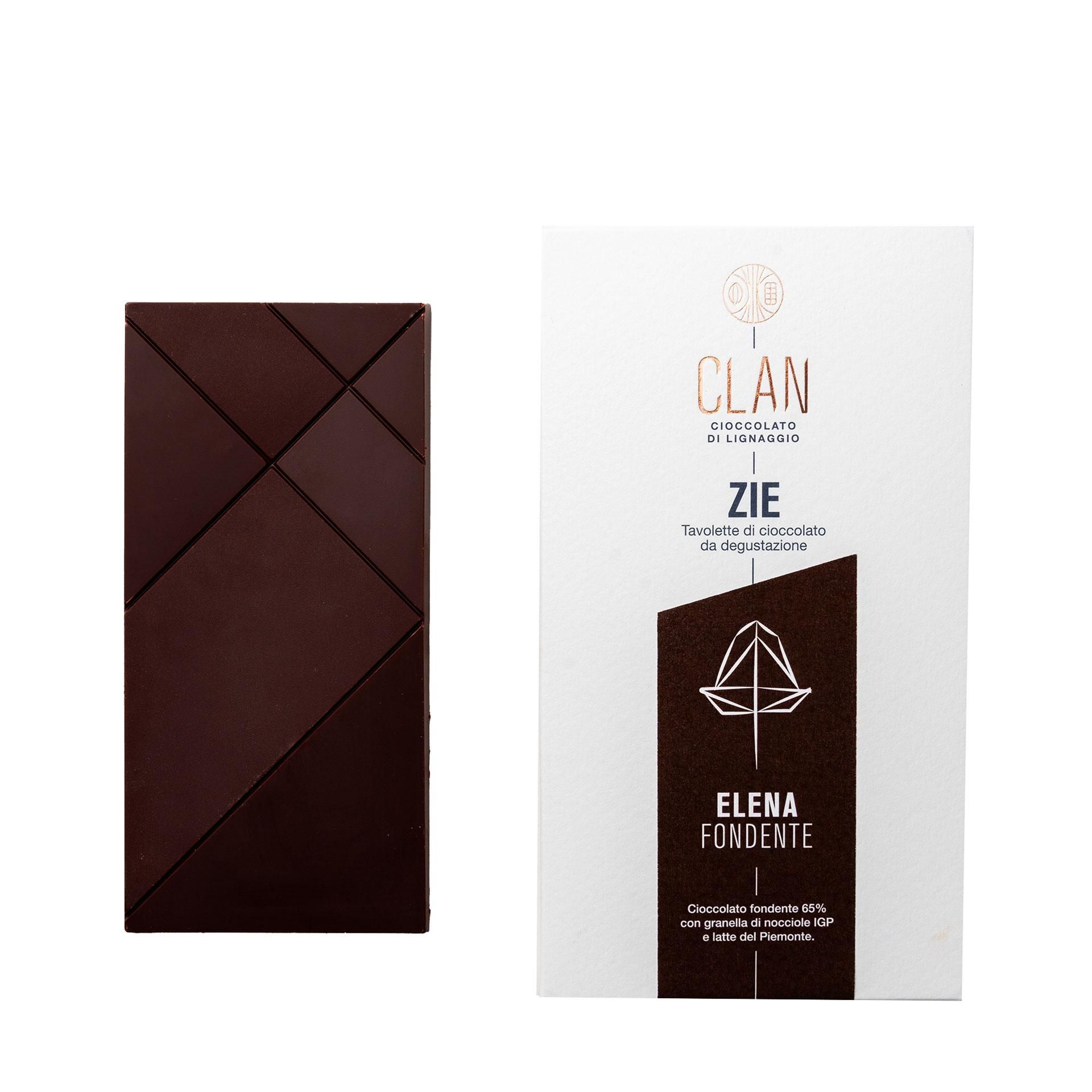 Ciccolato Fondente 65% con Granella di Nocciola Piemonte IGP Elena 70Gr - fronte