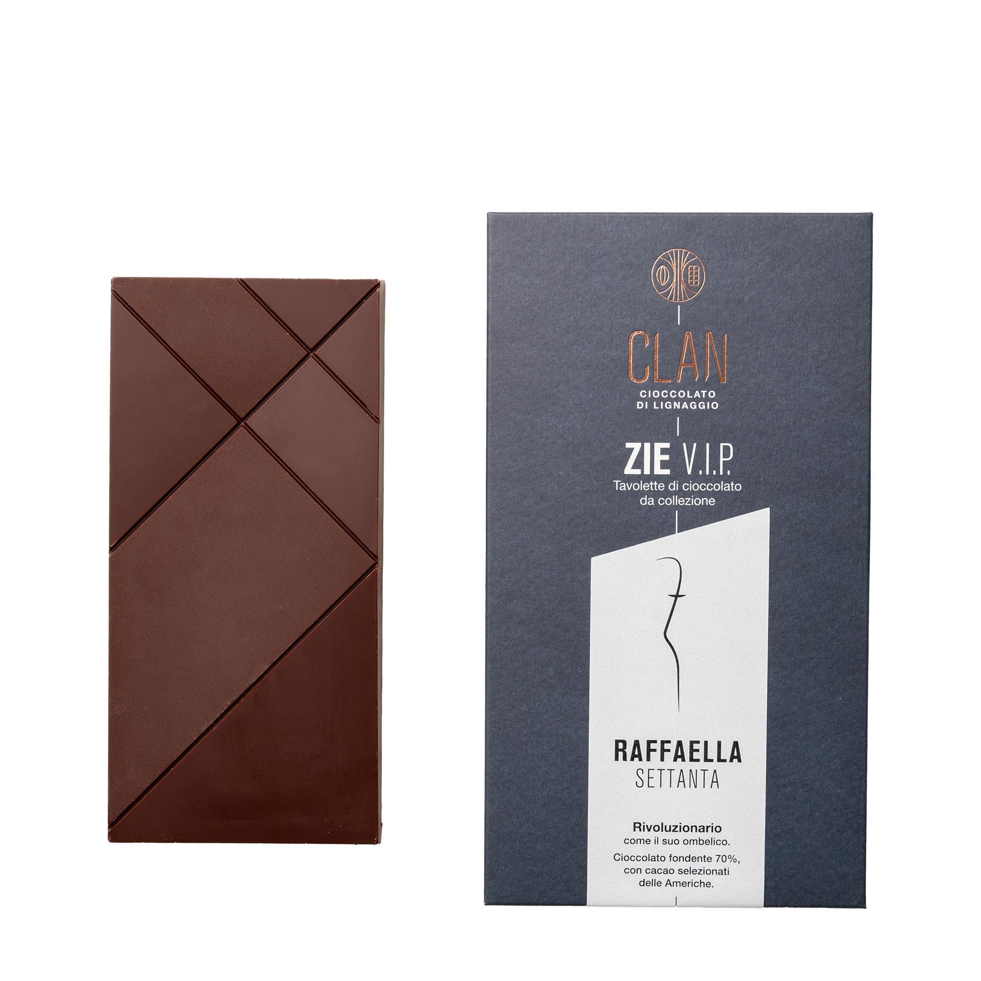 Cioccolato Fondente 70% Raffaella 70Gr - fronte