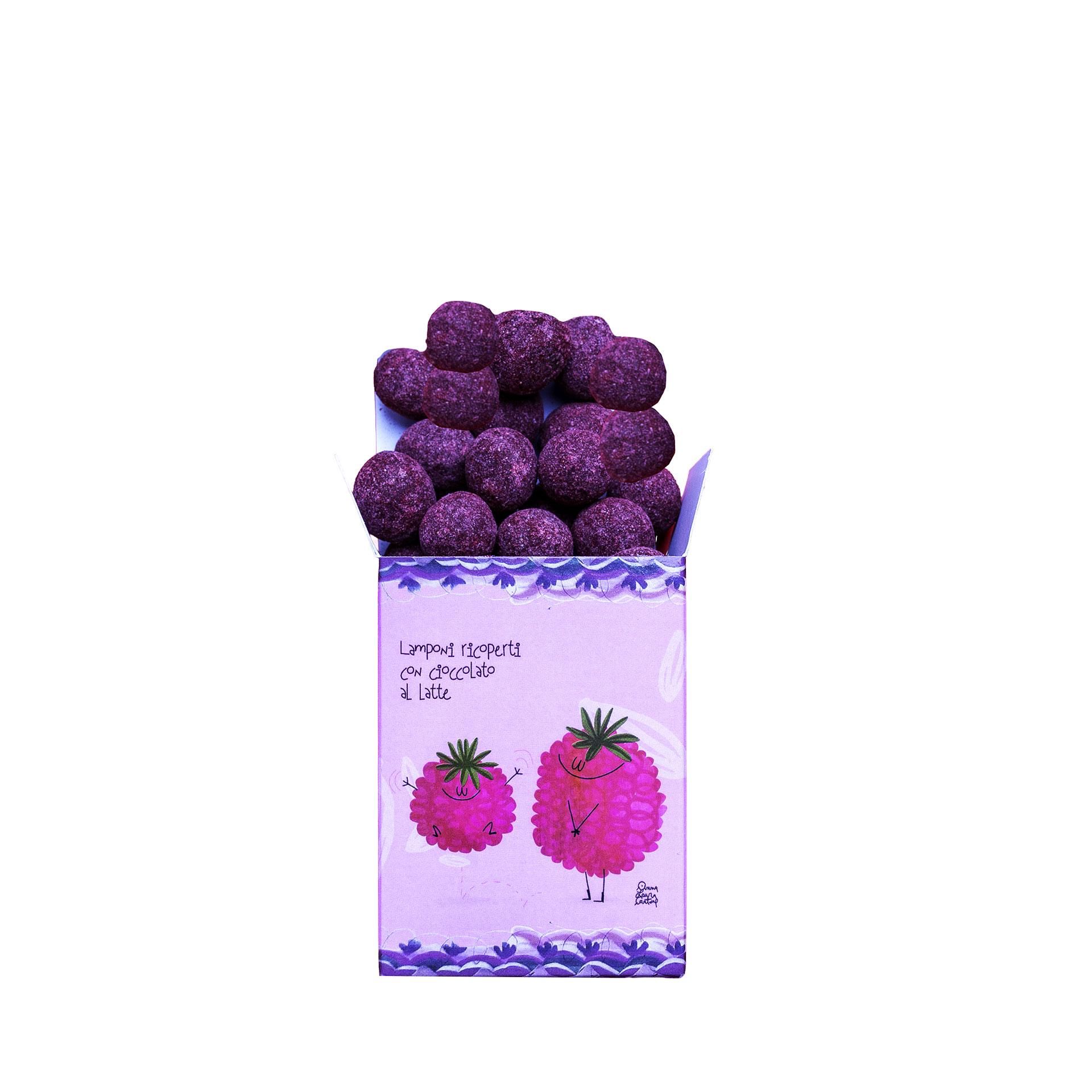Biglie di Cioccolato al Latte e Lamponi 95Gr - fronte