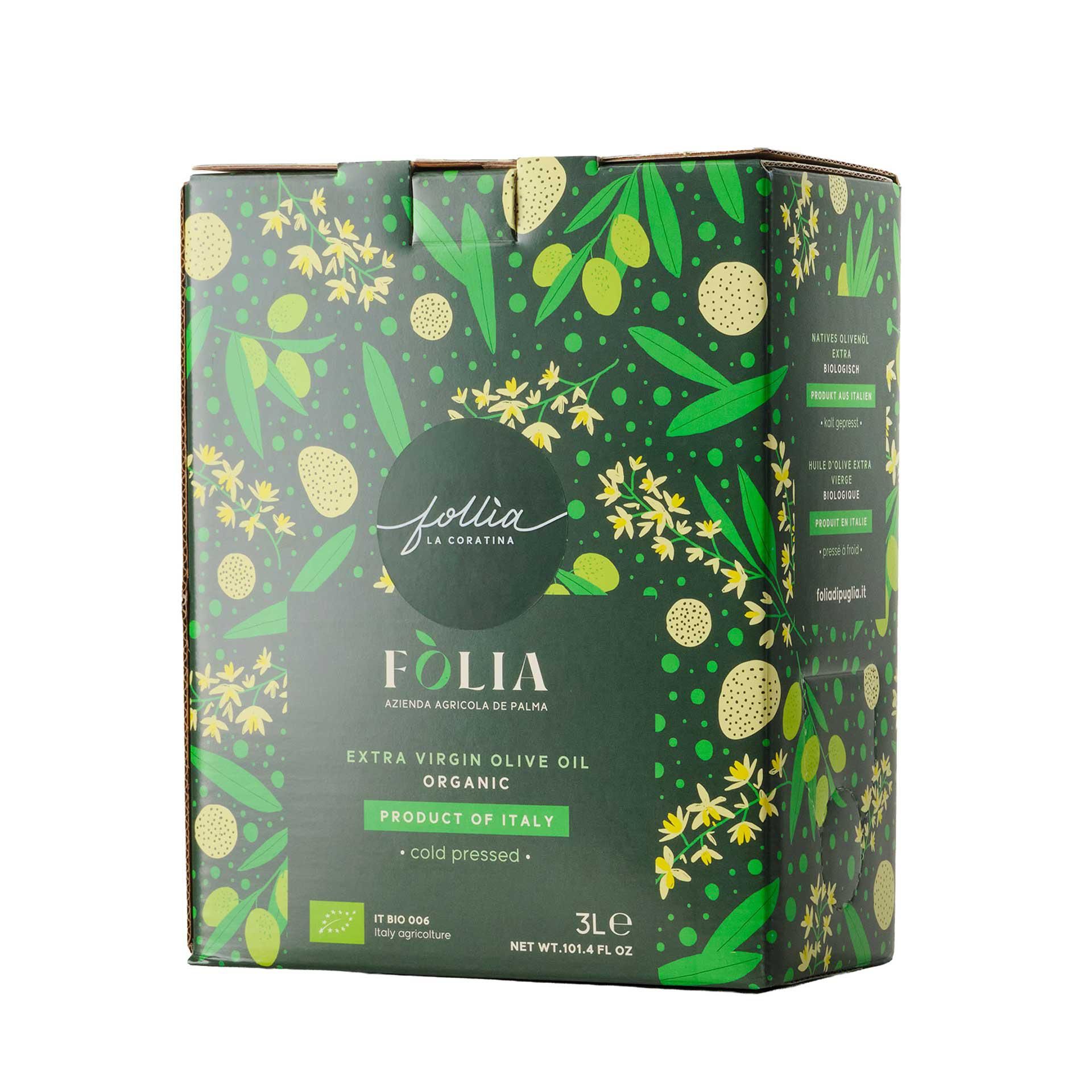 Olio Evo Bio Coratina Follìa 3lt - fronte