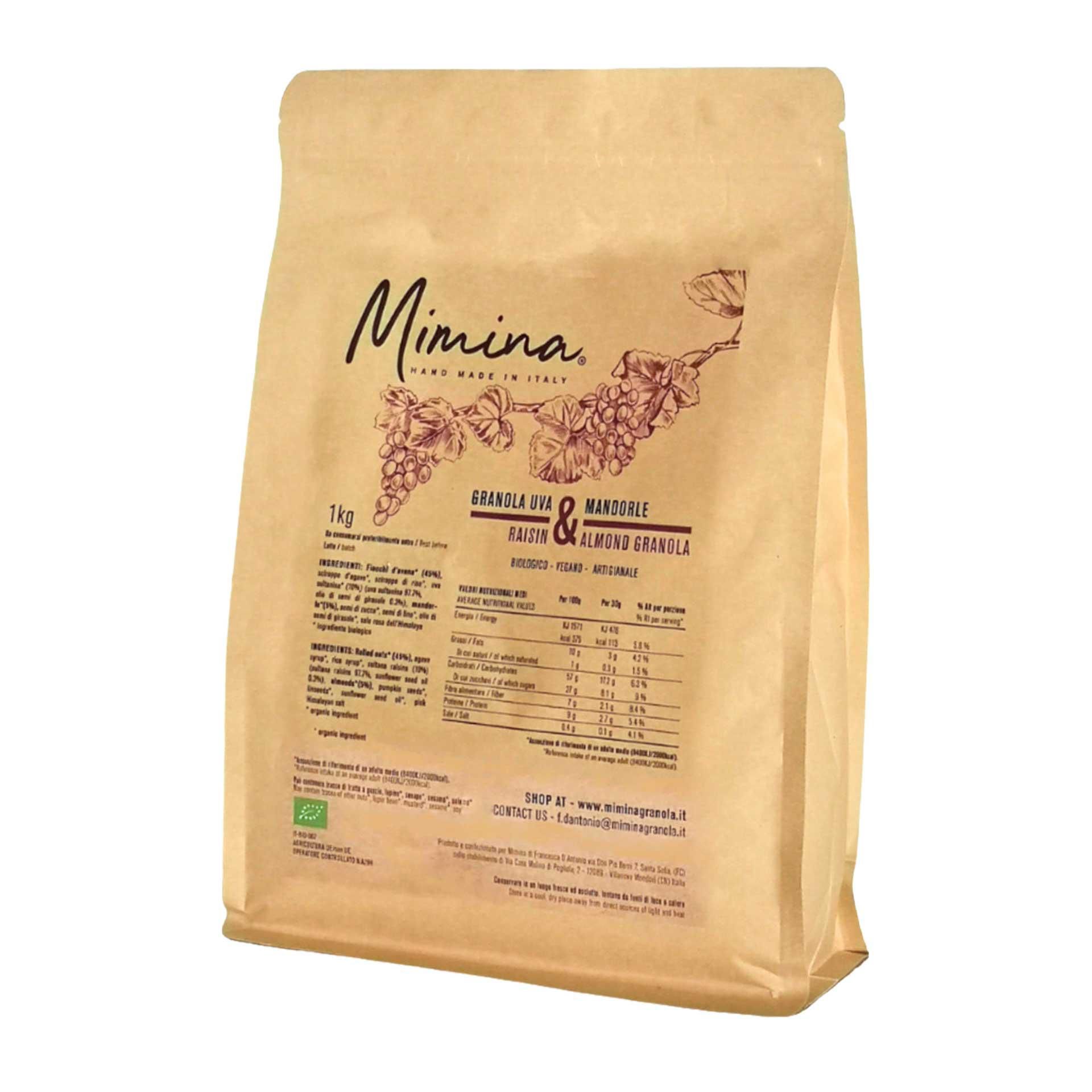 Granola Bio Uva e Mandorle 1kg - fronte
