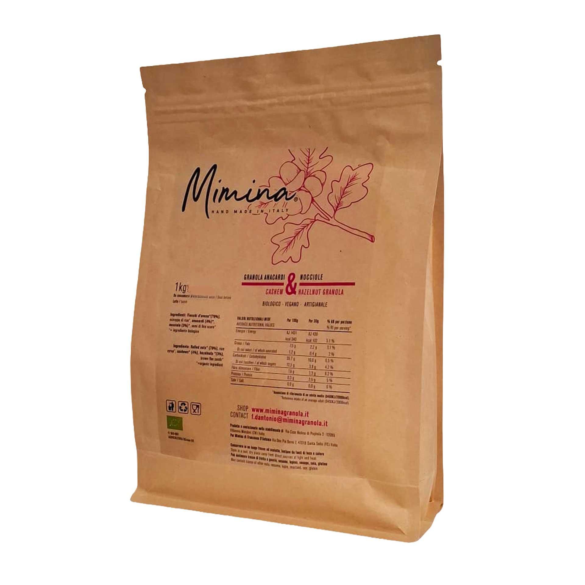 Granola Bio Anacardi e Nocciole 1kg - fronte