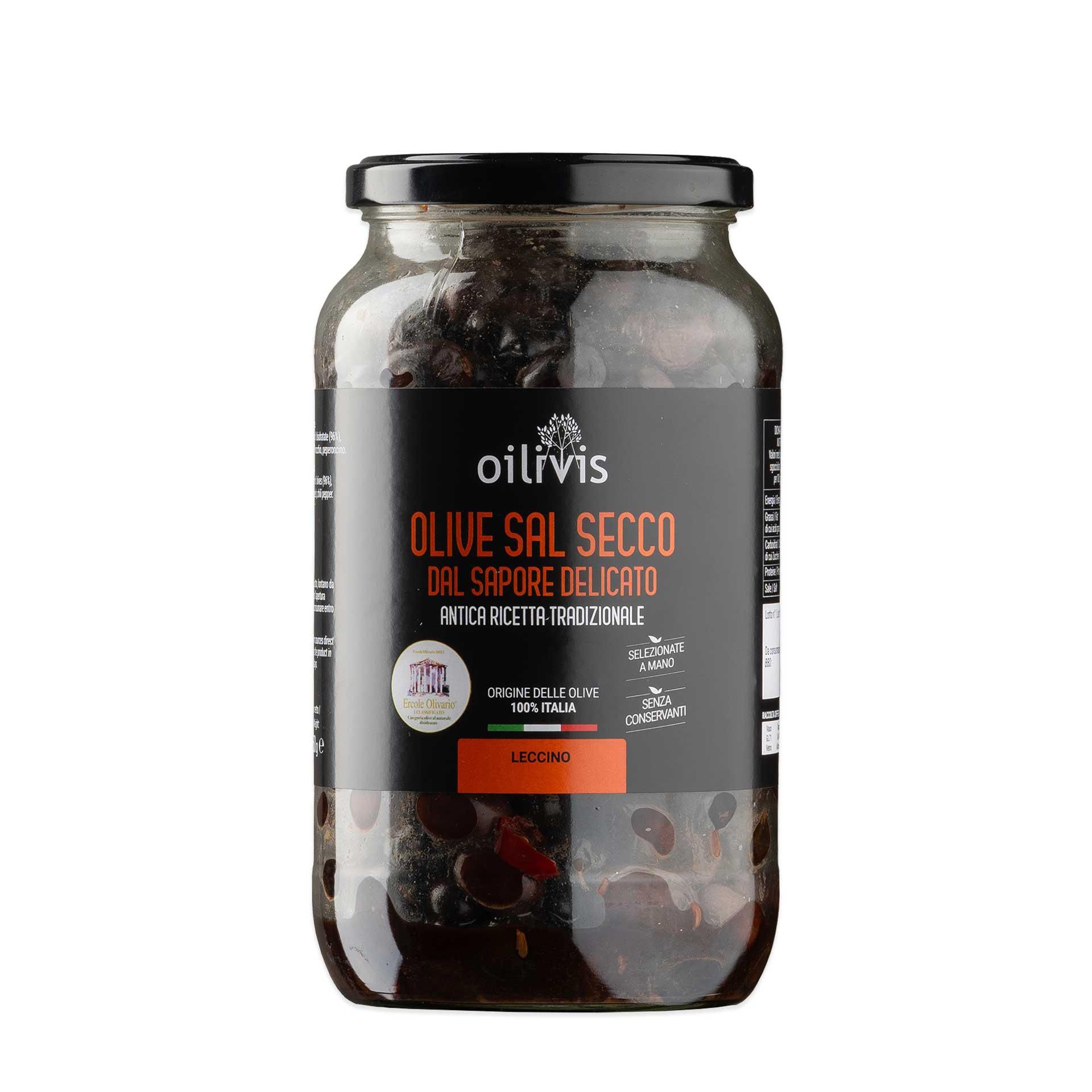 Olive Leccino Sal Secco Delicate 750gr - fronte